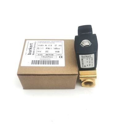 Burkert 00132865 AC24V सोलेनोइड वाल्व डायरेक्ट एक्टिंग G1/8 6014 C सामान्य रूप से बंद 0~25bar 3/2 Way पीतल शरीर