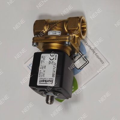 AC220V उच्च तापमान सोलेनोइड वाल्व BURKERT टाइप 6281 00221870 G3/8 2/2 सामान्य रूप से बंद पीतल बॉडी 13.0 छिद्र FKM सील 8W 0.2-16bar 0 से +120°C