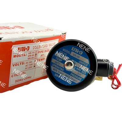 यूएस-20 यूएनआईडी 3/4" पीतल पिस्टन वायवीय सोलेनोइड वाल्व -5°C ~ 185°C पानी वाल्व