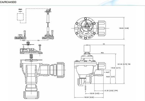पल्स वाल्व CA45DD RCA45DD 1.5 इंच लॉकिंग नट इलेक्ट्रोमैग्नेटिक पल्स वाल्व RCAC45T010-305