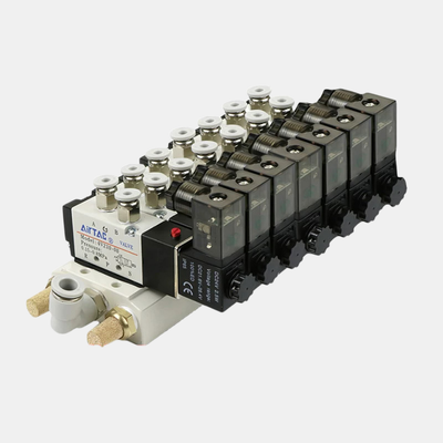 Airtac 4V310-10 Solenoid Valve Manifold Group 7 8 9 10 Station Central Air Inlet Aluminum Alloy Base Unified Exhaust Layout For Multi Channel Air Control