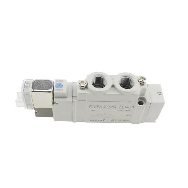 एसएमसी सोलेनोइड वाल्व SY5320-5LZD-C6 DC12V वन-टच फिटिंग पोर्ट आकार ø6 3 स्थिति बंद केंद्र