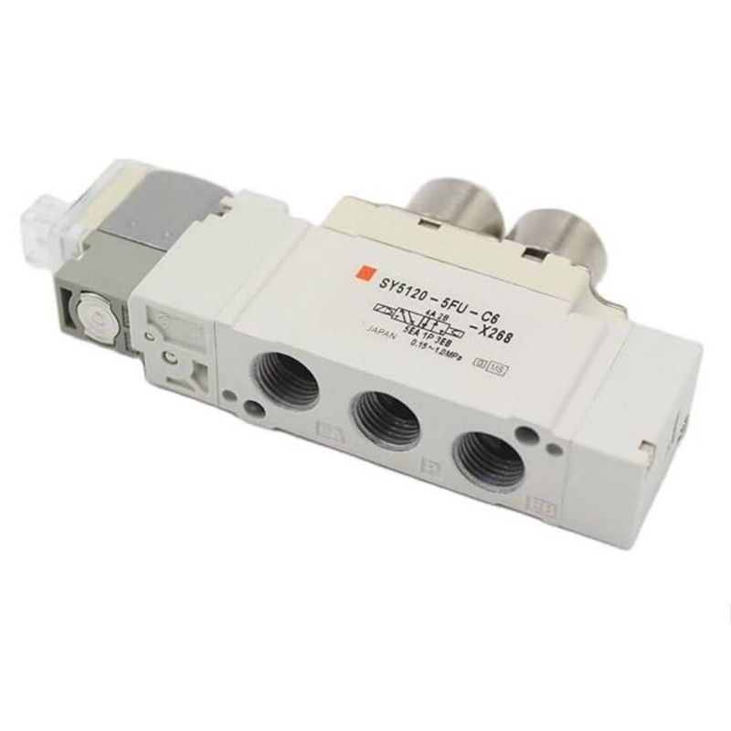 एसएमसी सोलेनोइड वाल्व SY5320-5LZD-C6 DC24V वन-टच फिटिंग पोर्ट आकार ø6 3 स्थिति बंद केंद्र