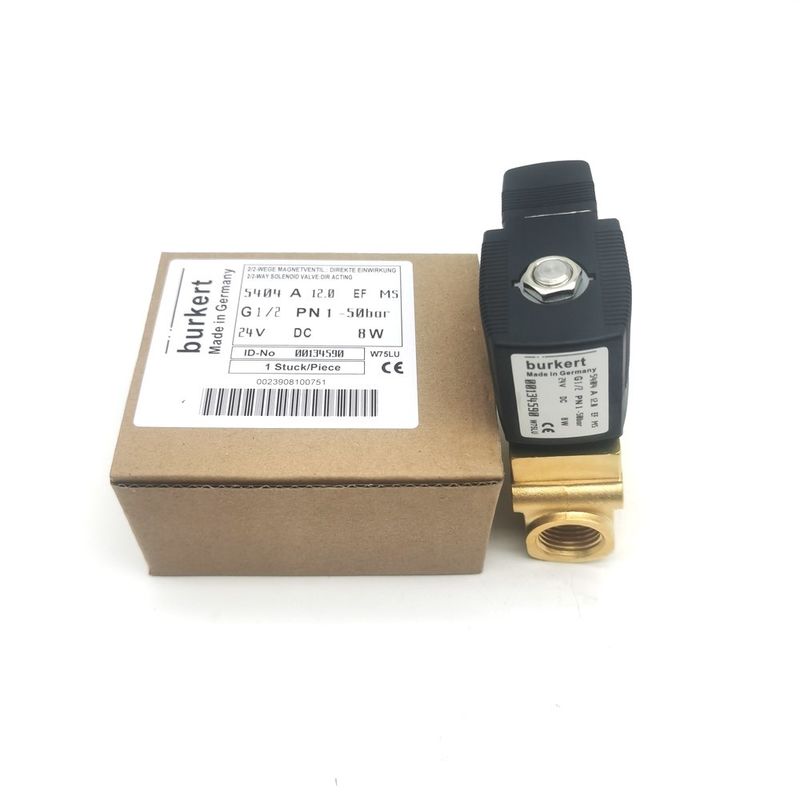 Burkert 00132865 AC24V सोलेनोइड वाल्व डायरेक्ट एक्टिंग G1/8 6014 C सामान्य रूप से बंद 0~25bar 3/2 Way पीतल शरीर