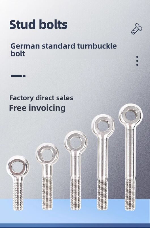 M16*60 80 90 M16*120 M16*160 Passivation Finish DIN444 Eye Bolt मानक धागा पिच औद्योगिक सेटिंग्स में रिगिंग और लिफ्टिंग अनुप्रयोगों के लिए आदर्श