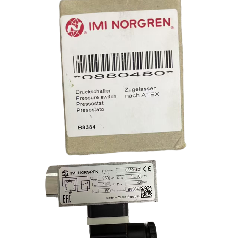 विस्फोट प्रूफ NORGREN 0880480 दबाव स्विच G1/4 थ्रेड 1 से 16bar खतरनाक स्थान के लिए दबाव नियंत्रण स्विच