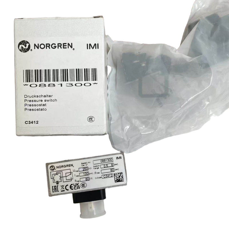 NORGREN 0881300 Pressure Switch 0.5 to 8bar Electromechanical Pressure Monitor for Air Supply System